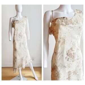 Vintage Principles SILK  Floral Asymmetrical Midi Bias Cut Dress 16/44